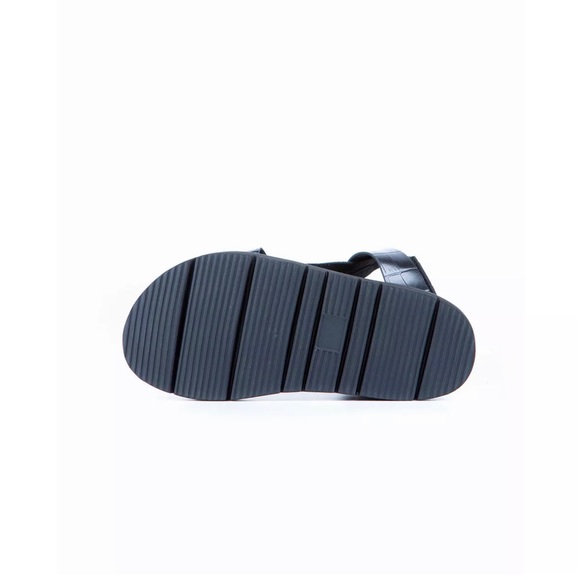 All Black Pressed Croc Lowform Flat Sandal - Picture 6 of 7